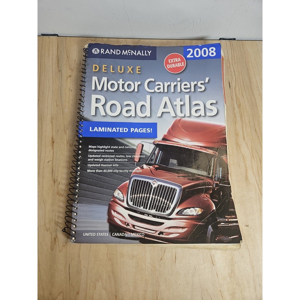 2008 Rand McNally Deluxe Motor Carriers Road Atlas Laminated Truckers Spiral Map